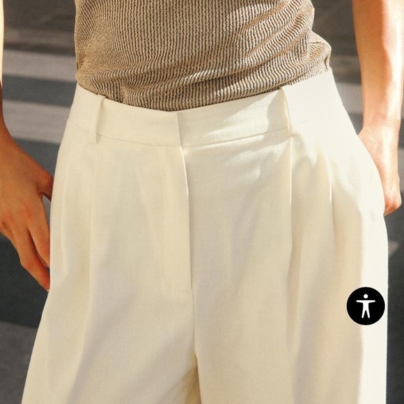 Zara NWT ecru wide leg pants with darts 7997/272 - Picture 2 of 9